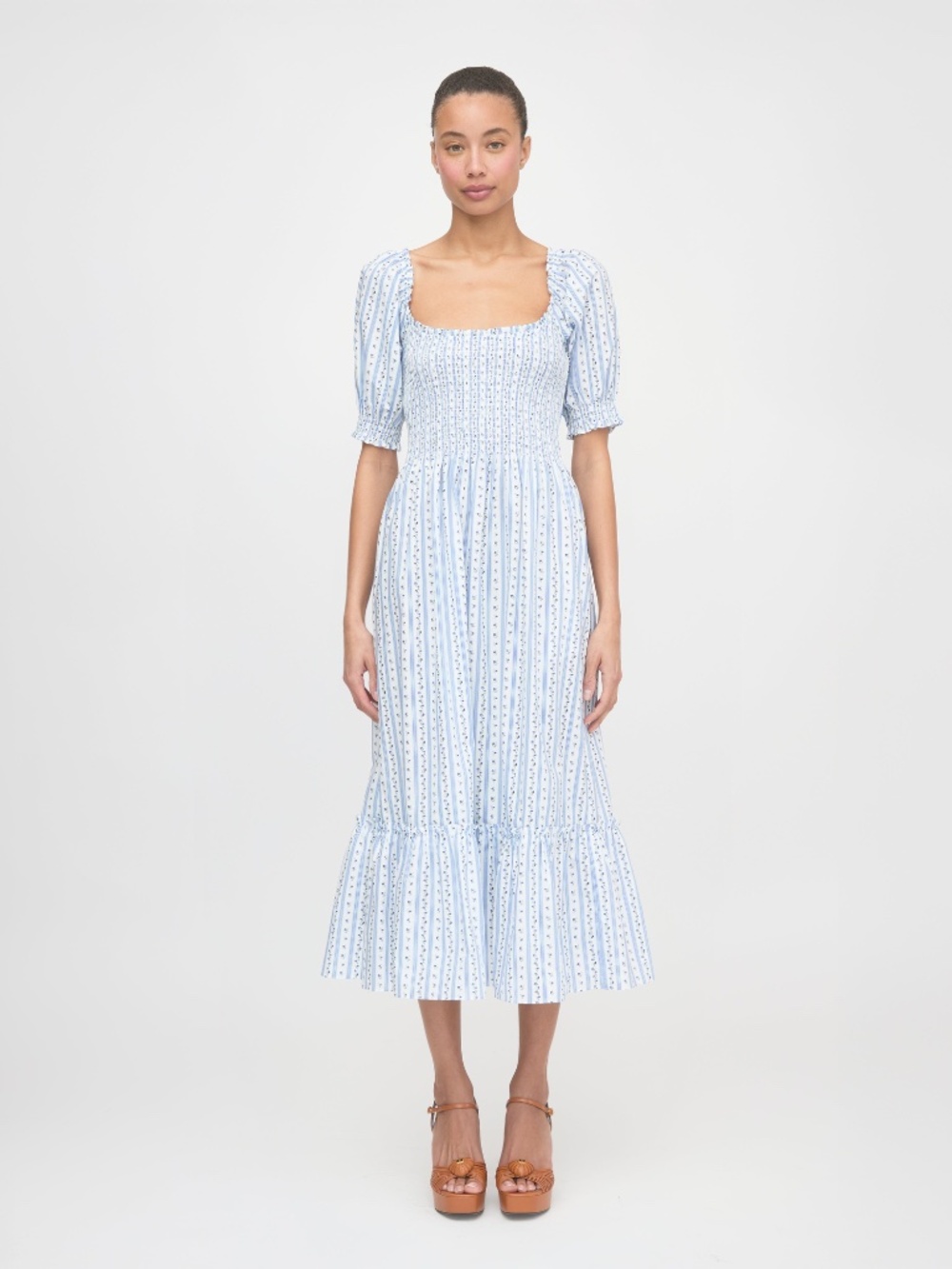 Hill House Home The Louisa Nap Dress - Blue Petal Stripe Size XXLBlue Petal Stri